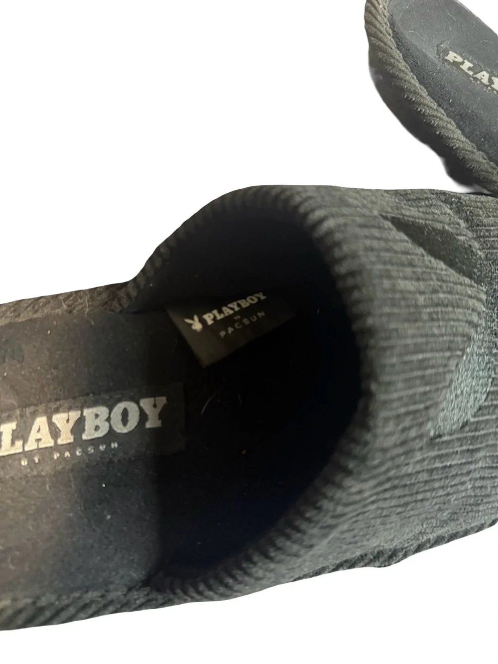 Playboy By PacSun Corduroy Bunny Slippers Black Size S/M 5/6 Length 10”